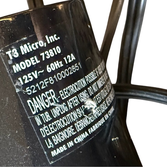 T3 Micro, Inc Professional Hair Dryer Model 73810 Black - Picture 4 of 4